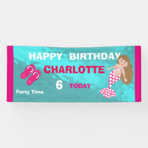 Banderoles Cute Mermaid Pool Beach Fête de natation Personna