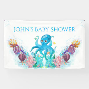 Banderoles Cute Ocean Sea boy Octopus Baby shower coloré