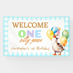 Banderoles Cute One Silly Goose Blue Boy 1er Anniversaire Bie