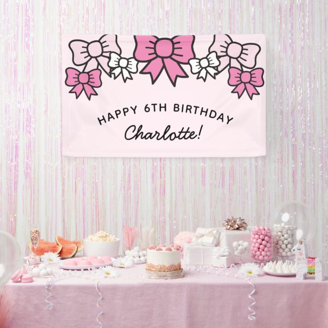 Banderoles Cute Pink Cartoon Bows Birthday Party (Fête)