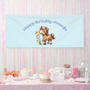 Banderoles Cute Pony Mange Daisées Anniversaire