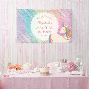 Banderoles Cute Rainbow Unicorn Magique Anniversaire Bienvenu