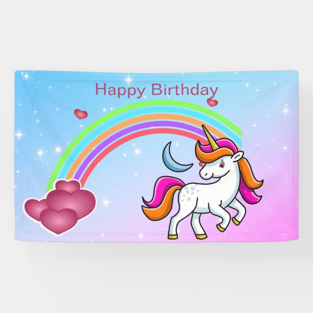 Banderoles Cute Rainbow Unicorn, Rainbow, Birthday (Horizontal)