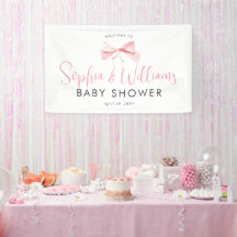 Cute Rose Bow Ribbon Girl Baby shower Bienvenue