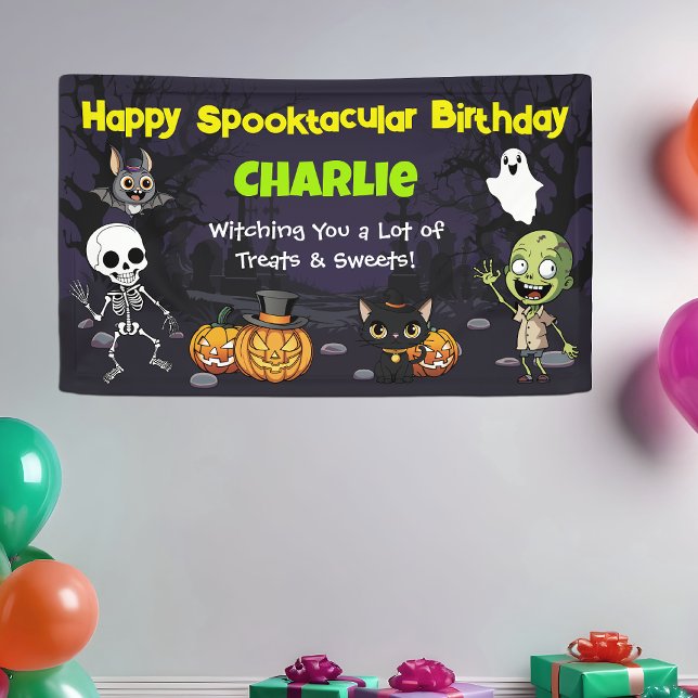 Banderoles Cute Spooktacular Halloween Monster Fun Birthday (Créateur téléchargé)