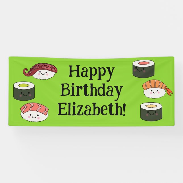 Banderoles Cute Sushi Enfants 1er anniversaire (Horizontal)