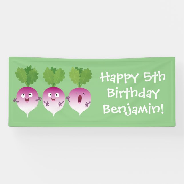 Banderoles Cute turnip légumes trio chanter dessin animé (Horizontal)