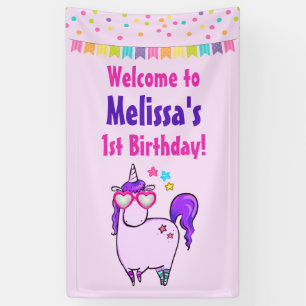 Banderoles Cute Unicorne dans les lunettes en forme de coeur 