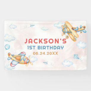 Banderoles Cute Vintage Retro Jaune Avion 1er Anniversaire