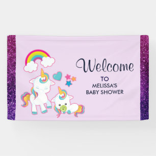 Banderoles Cute White Unicorns Magical Mama & Baby Party