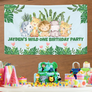 Banderoles Cute Wild One Jungle Safari animal Anniversaire