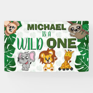 Banderoles Cute Wild One Jungle Safari Animaux premier annive