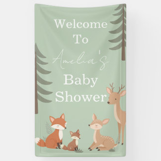 Banderoles Cute Woodland Animal Baby Shower Welcome Sign