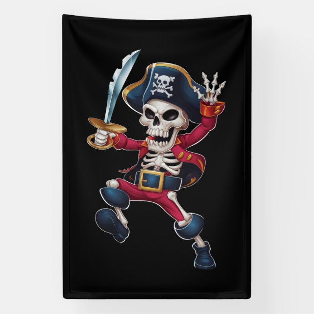 Banderoles Dabbing Skeleton Pirate Halloween Jolly roger pour (Verticale)