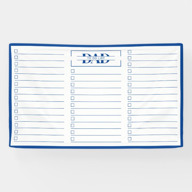 Banderoles Dad Blue Monogram 3' x 5' To Do List Dry Erase (Horizontal)