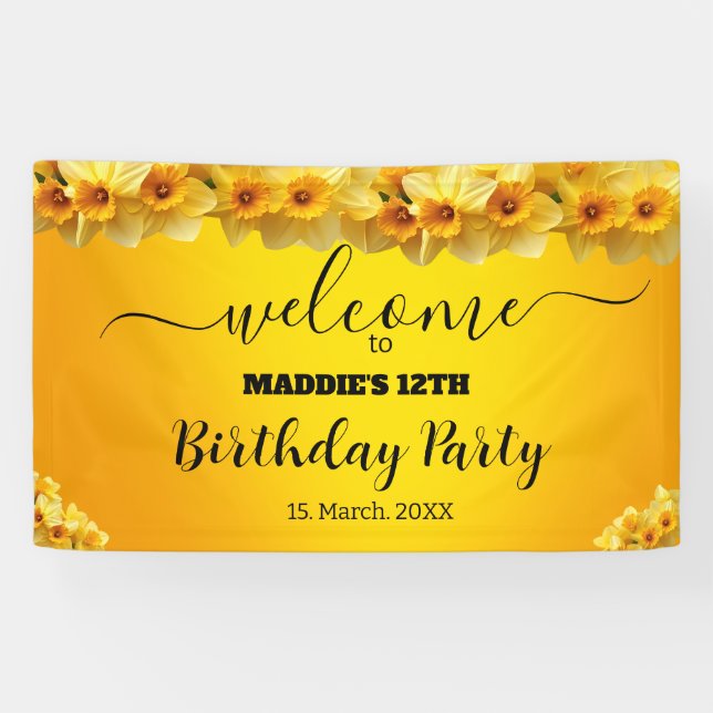 Banderoles Daffodil personnalisable Mars Fleur de naissance A (Horizontal)