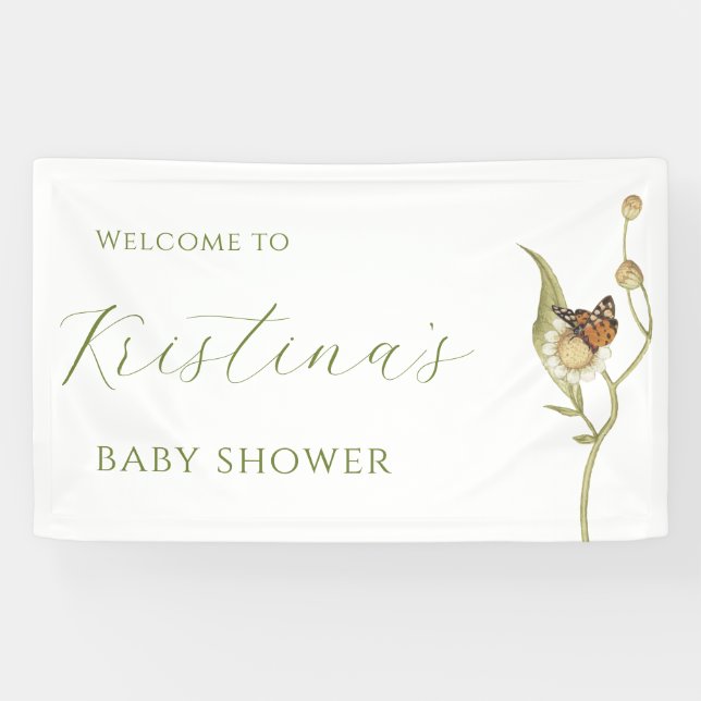 Banderoles Daisy Baby in Bloom Baby shower Fleur sauvage (Horizontal)