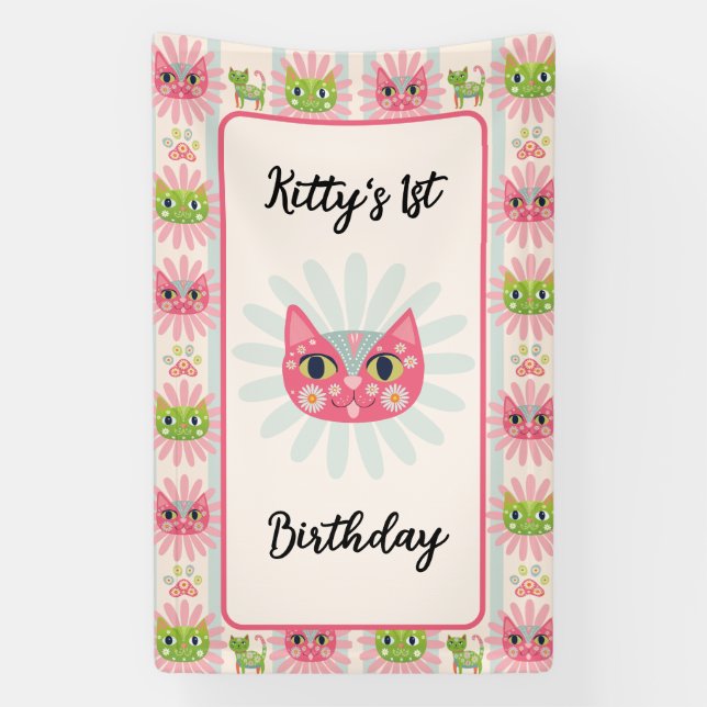 Banderoles Daisy Kitty Chat Anniversaire (Verticale)