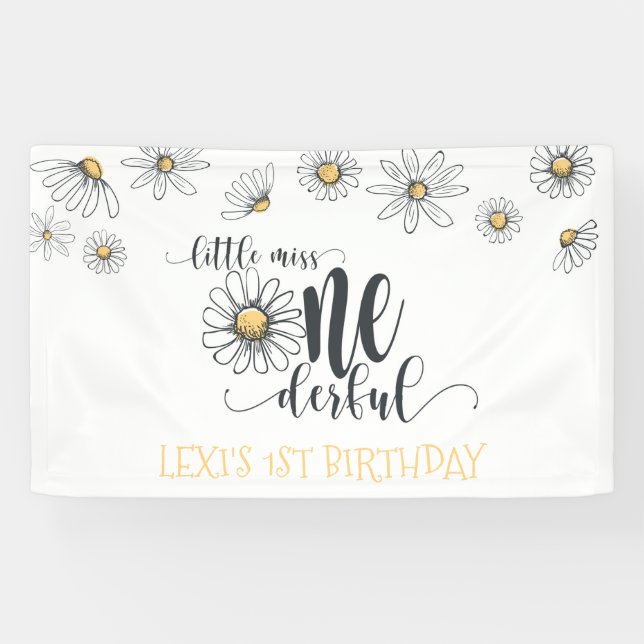 Banderoles Daisy Little Miss ONEderful Party Banner - Blanc (Horizontal)