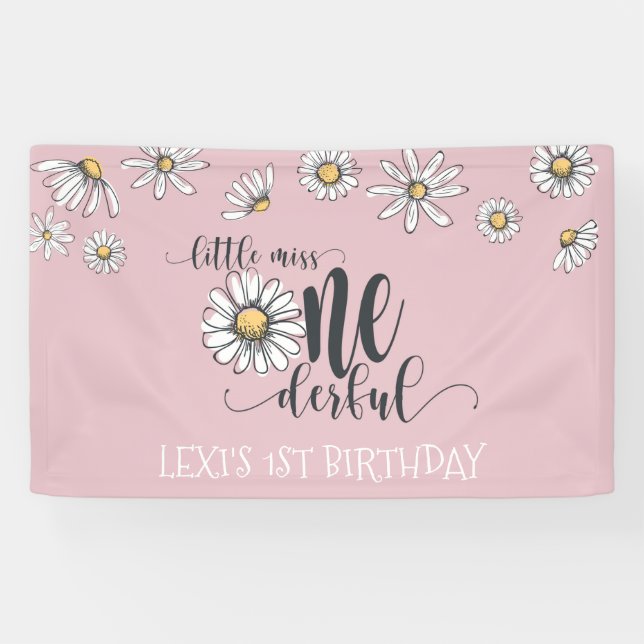 Banderoles Daisy Little Miss ONEderful Party Banner - Rose (Horizontal)