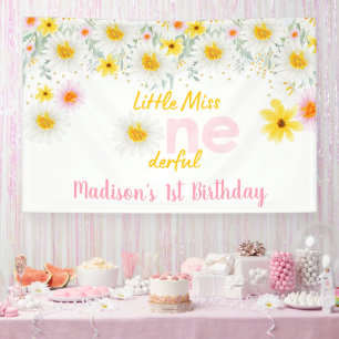 Banderoles Daisy Pink Gold Little Miss Onederful Anniversaire