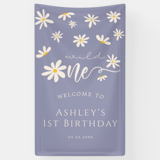 Banderoles Daisy Wild Un 1er anniversaire Affiche de bienvenu (Vertical)