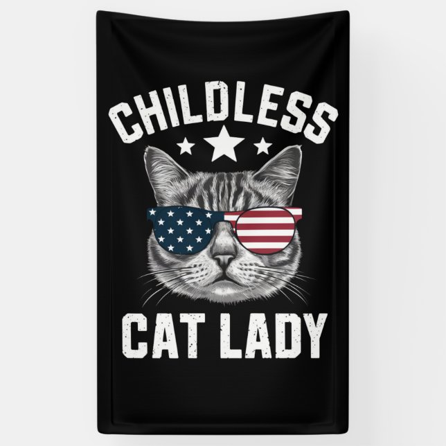 Banderoles Dame au Chat sans Enfants 2024  (Vertical)