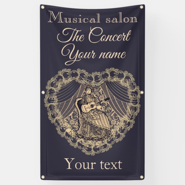 Banderoles Dame avec guitare (Vertical)