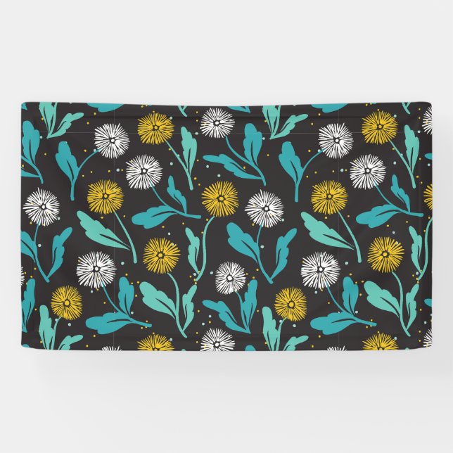 Banderoles Dandelion de printemps Fleurs et design Feuille (Horizontal)