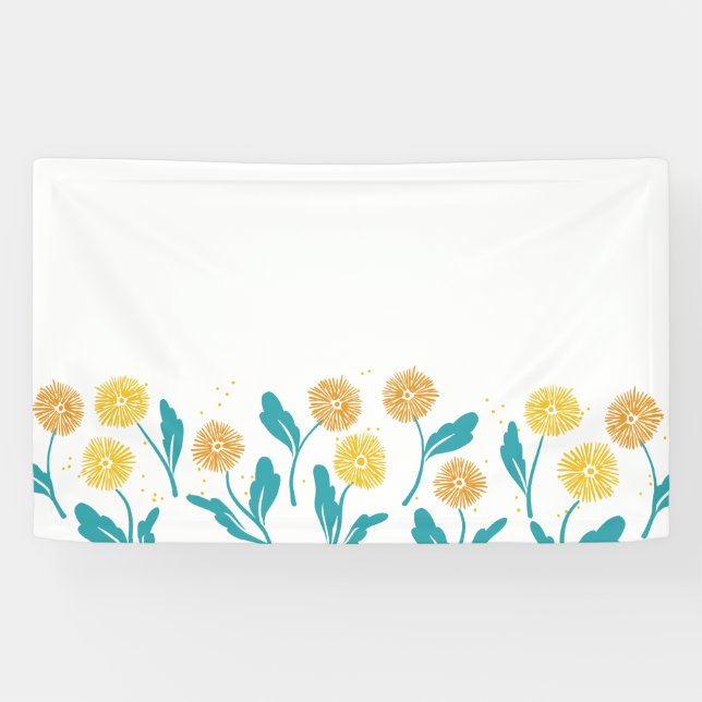 Banderoles Dandelion de printemps Fleurs et design Feuille (Horizontal)