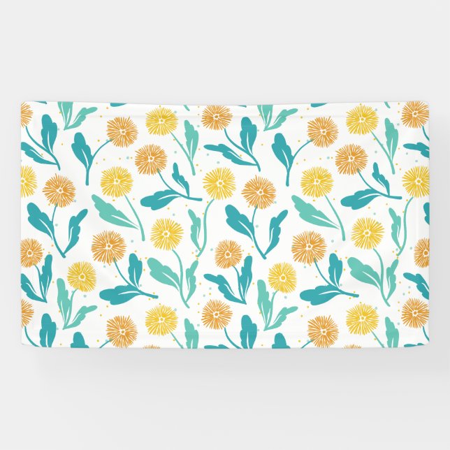 Banderoles Dandelion jaune motif floral - Inspiré par la natu (Horizontal)
