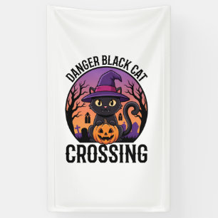 Banderoles Danger Halloween Chat Noir Traverse