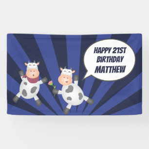 Banderoles Danser mignonne Cartoon Vache Couple Amusant Anniv
