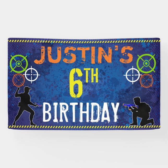 Banderoles Dart Wars Soldats Fête d'anniversaire (Horizontal)