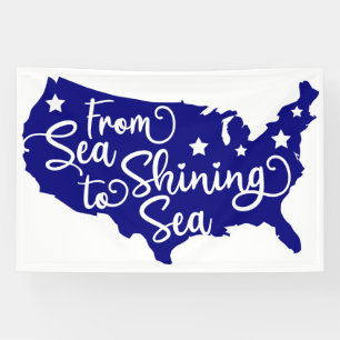 Banderoles De la mer à la mer brillante - Patriotique USA Map