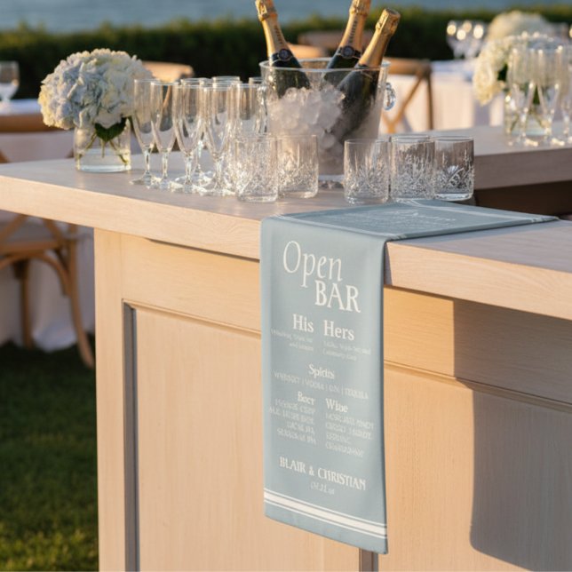 Banderoles Décor de menu de bar de réception de mariage côtie (Coastal Bar Menu Wedding Reception Decor Banner)