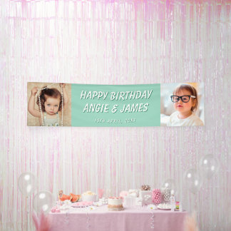 Banderoles Décoration de fête d'anniversaire pour jumeaux