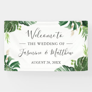 Banderoles Décoration de mariage aux feuilles tropicales