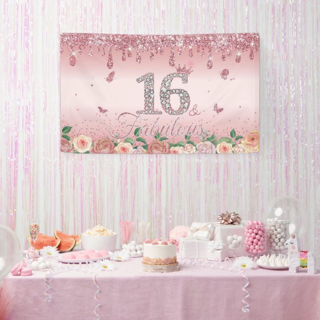 Banderoles Décorations de 16 ans pour filles Joyeux 16 ans (Fête)