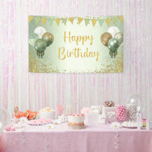 Banderoles Décorations de fête d'anniversaire vert sauge pour