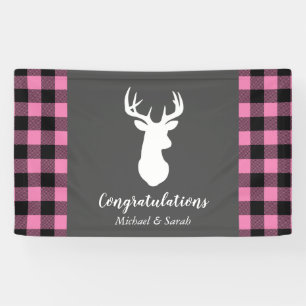 Banderoles Deer Country Baby shower fille rose plaid