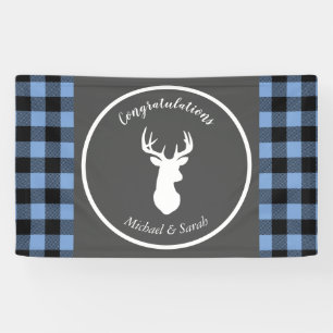 Banderoles Deer Hunting Lodge Baby shower Antlers Boy Blue