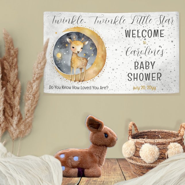 Banderoles Deer Twinkle Twinkle Little Star Baby shower (Sweet baby deer gender neutral "Twinkle, Twinkle Little Star" Baby Shower design.)