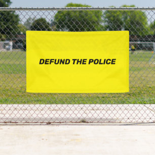 Banderoles Defund The Police jaune noir typographie moderne