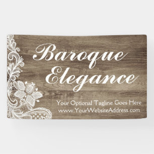 Banderoles Dentelle Baroque Vintage Sur Bois De Grange Rustiq