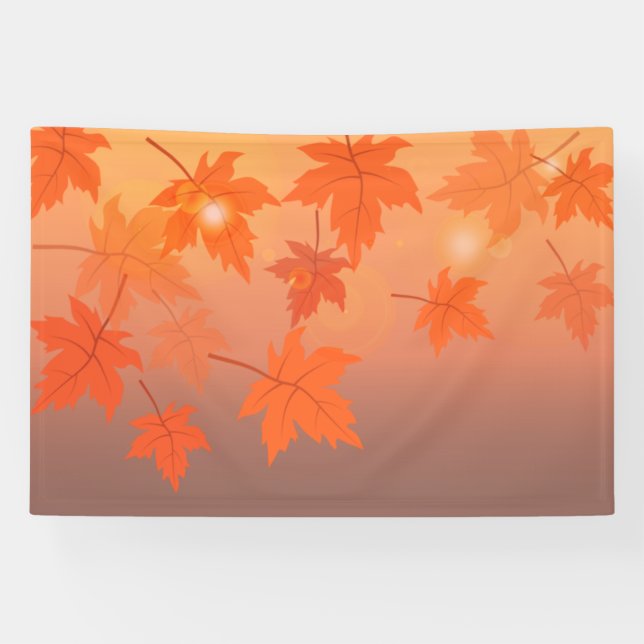 Banderoles Design d'automne avec feuilles d'érable et effet b (Horizontal)