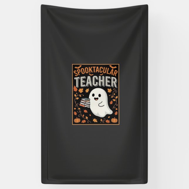 Banderoles Design de fantôme Halloween pour enseignant Spookt (Vertical)