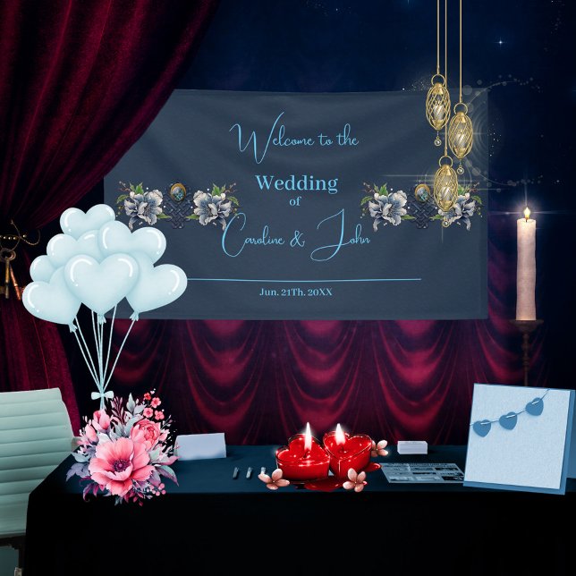 Banderoles Design élégant bleu celtique (Blue celtic design)