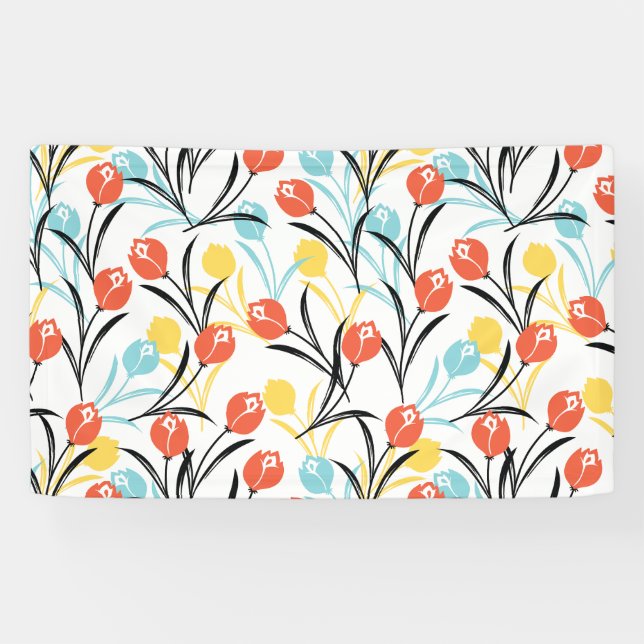 Banderoles Design floral Motif de Tulipe en blanc (Horizontal)