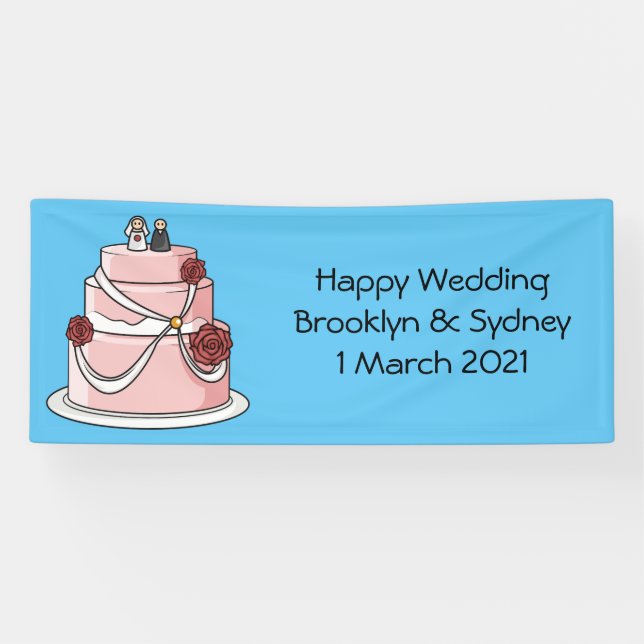 Banderoles dessin animé de gâteau mariage (Horizontal)